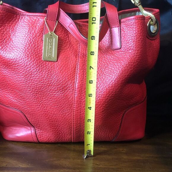 COACH Hadley Luxe Red Tumbled Leather Oversized Shoulder Bag Carry On Tote - Picture 15 of 17